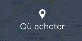 Icône de localisation blanche. Texte sous l'icône : Où acheter