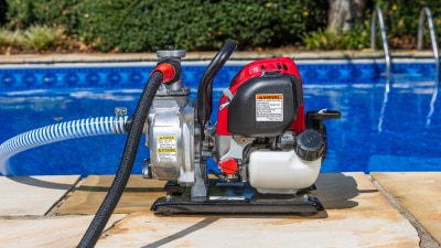 Pompe à eau au bord d'une piscine.