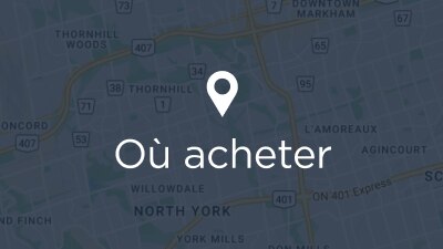 Icône de localisation blanche. Texte sous l'icône : Où acheter