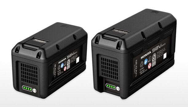 A 12Ah battery and 8Ah battery against a white studio background. 