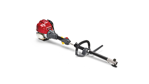  Plan latéral de trois quarts de la tête motorisée VersAttach de Honda sur fond blanc.  