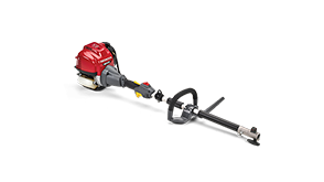 Plan latéral de trois quarts de la tête motorisée VersAttach de Honda sur fond blanc.  