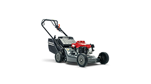 3/4 front view of Honda HRC Hydrostatic PRO Lawn Mower on white space.