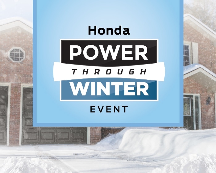 Honda Power Through Winter Event Logo in front of a home with a cleared driveway.