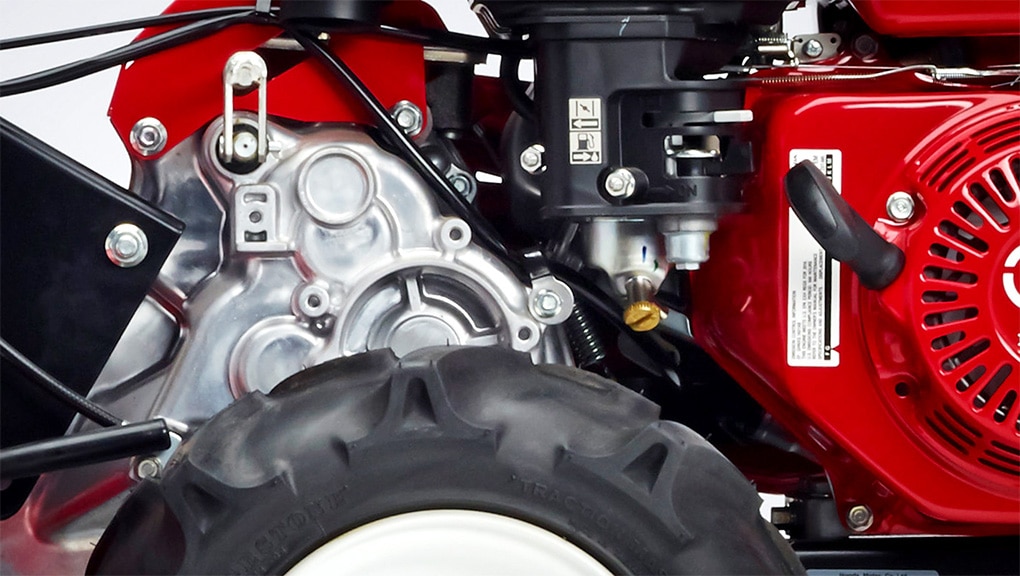 Close up of tiller engine